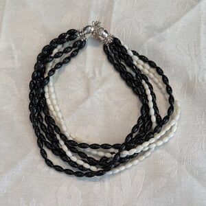 Jay King Black and White Multi-Strand Bead Necklace
